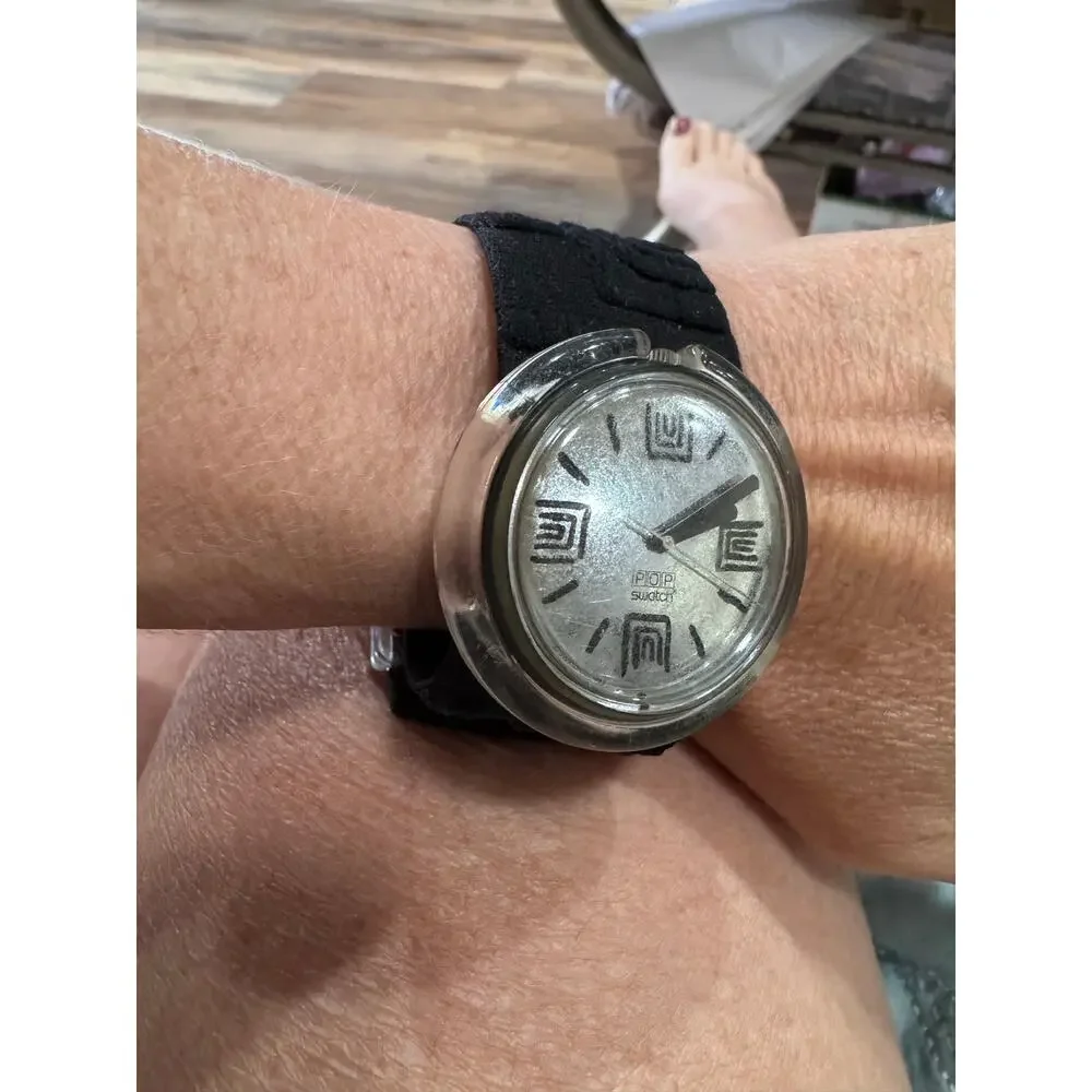Vintage 1990s Swatch POP Watch – Black Strap – Swiss Made – Working